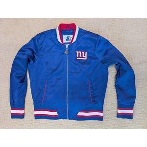 Starter New York NY Giants Jacket Mens Large Blue Embroidered Bomber G3 Apparel